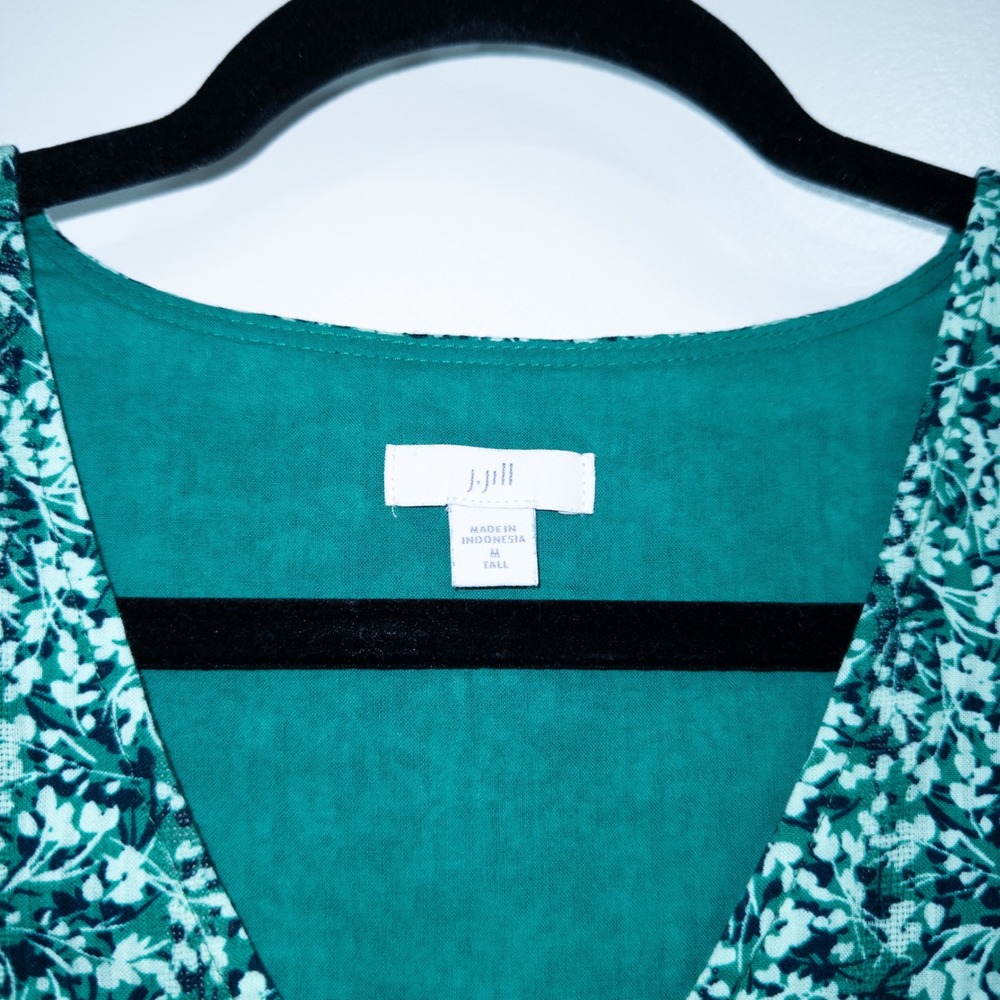 New J. Jill Green Nephrite Fluttering Ferns‎ Textured A-Line Dress Medium Tall - Picture 5 of 8